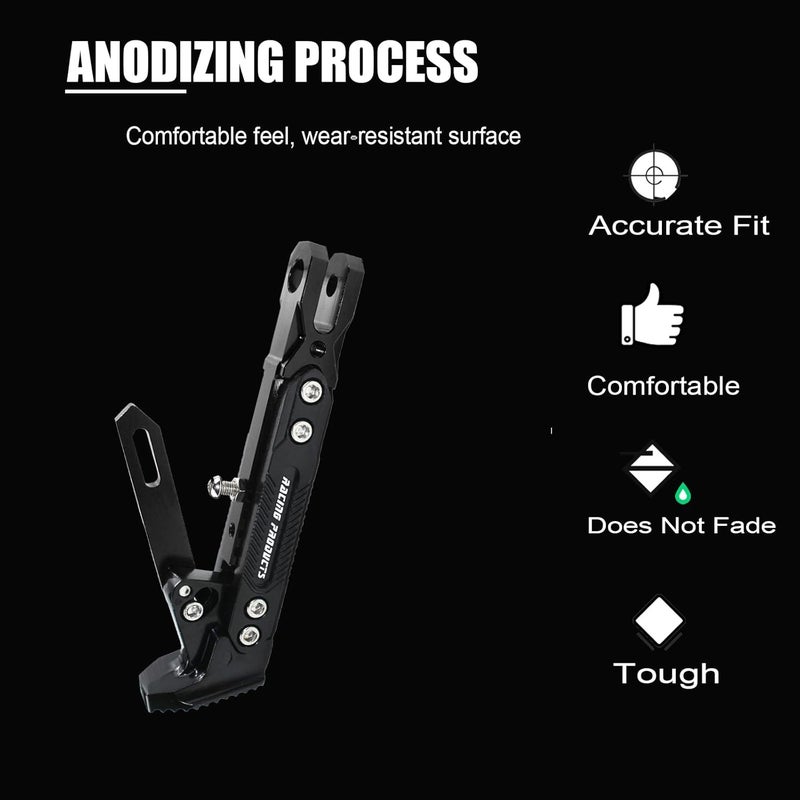 GWH Motorcycle Universal Kickstand Adjustable Modified CNC Aluminum Alloy Adjustable Tripod Holder Kickstand Foot Side Support Stand Motor Scooter Motorbike Motocross Electric Dit Pit Bike （Red) (Black) - Image 4